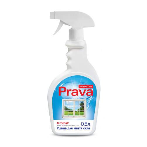 Рідина для миття скла Prava Антипар, розпилювач, 500мл Prava | 96-255
